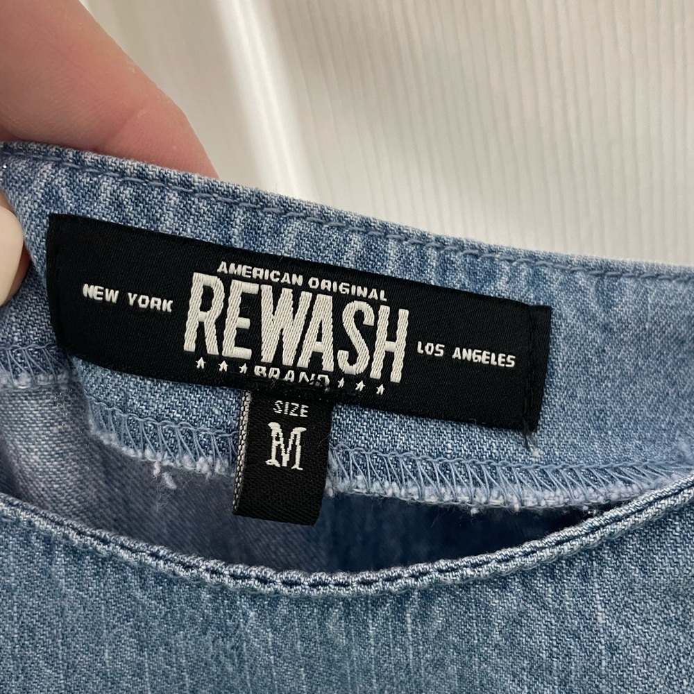Rewash NWT Juniors' Belted Denim Jumpsuit - Picture 5 of 12